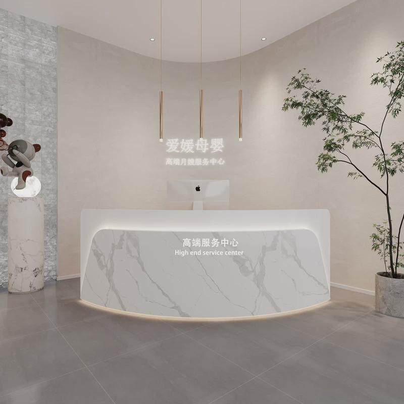 美容美发店半圆弧形收银台艺术院校舞蹈前台接待台服装店烤漆吧台