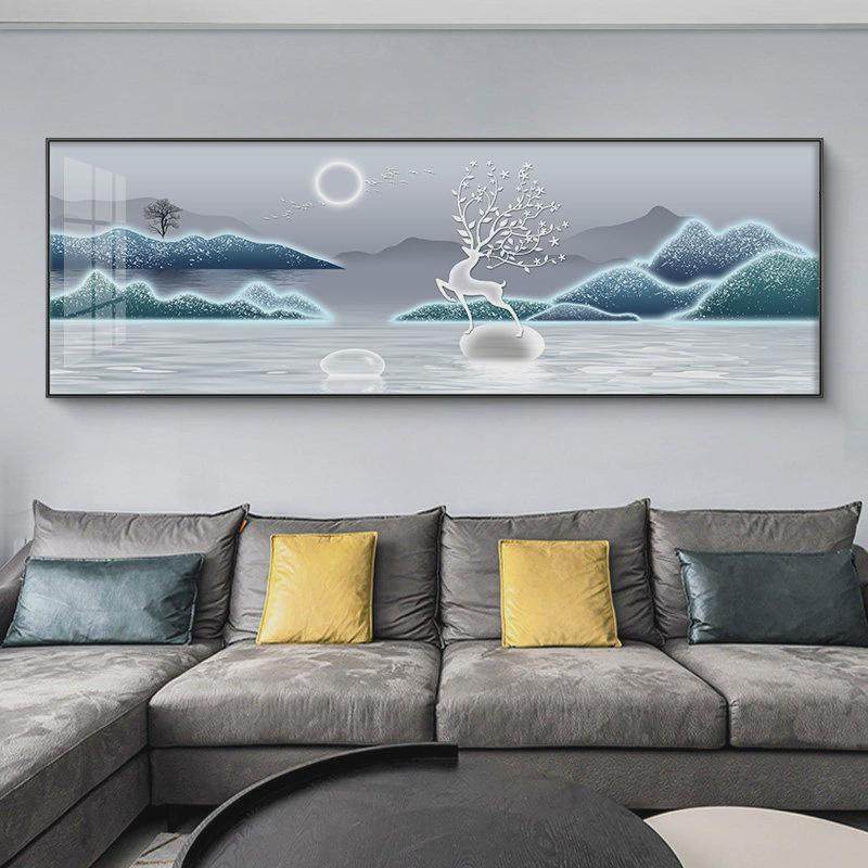 轻奢高级感新中式客厅装饰画沙发背景墙挂画办公室壁画横版山水画,家居饰品,现代装饰画,淘宝优惠券,粉丝福利购,淘宝优惠卷