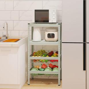 j6da灰绿色厨房菜篮子置物架落地多层微波炉烤箱蔬菜收纳筐放菜架