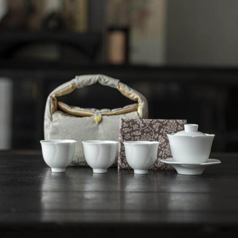 影青花口杯一盖碗三杯布包旅行茶具套装陶瓷户外泡茶壶便携收纳包,餐饮具,功夫茶具,淘宝优惠券,粉丝福利购,淘宝优惠卷
