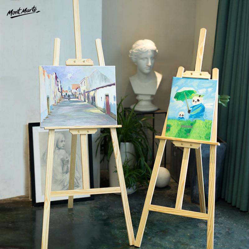 厂家直销松木画架1.45/1.72米原木色素描画架展示架画板架实木批