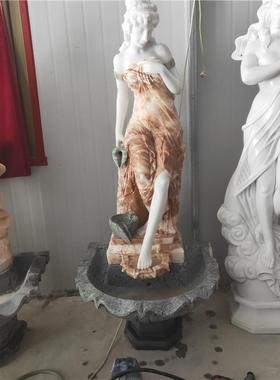 石雕喷泉大理石厂家雕刻欧式人物喷泉雕塑景观园林流水石雕摆件