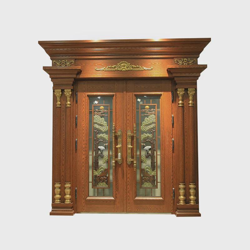 镁合金自建房别墅大门现代中式家用防盗门双开入户门进户大门