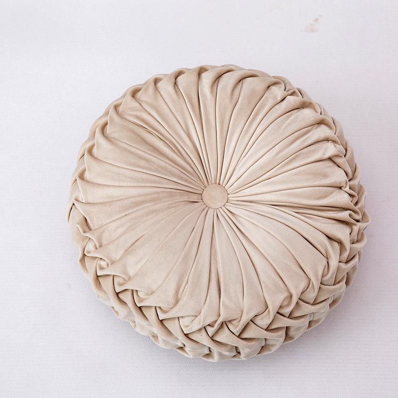 车轮靠垫抱枕沙发腰靠床头枕定做圆形靠垫手工褶皱欧式南瓜枕