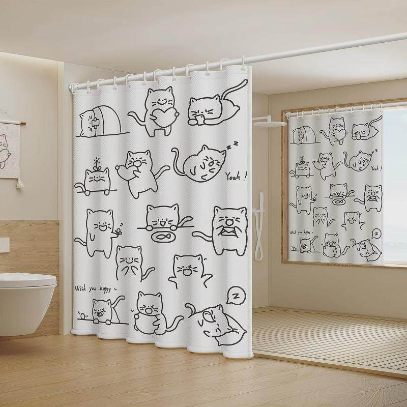 卫生间防水防霉浴帘浴室窗帘免打孔套装防水布淋浴隔断磁吸挂帘子,居家布艺,成品窗帘,淘宝优惠券,粉丝福利购,淘宝优惠卷