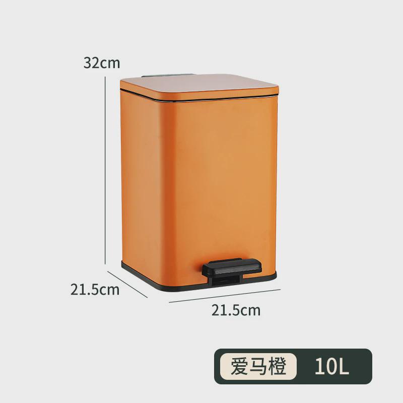 家用不锈钢方形轻奢垃圾桶带盖厨房卫生厕所客厅桶大容量脚踏式