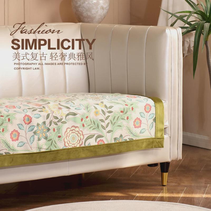 冰丝沙发垫坐垫凉感防滑新品轻奢盖套罩巾凉席垫子2024年夏季美式