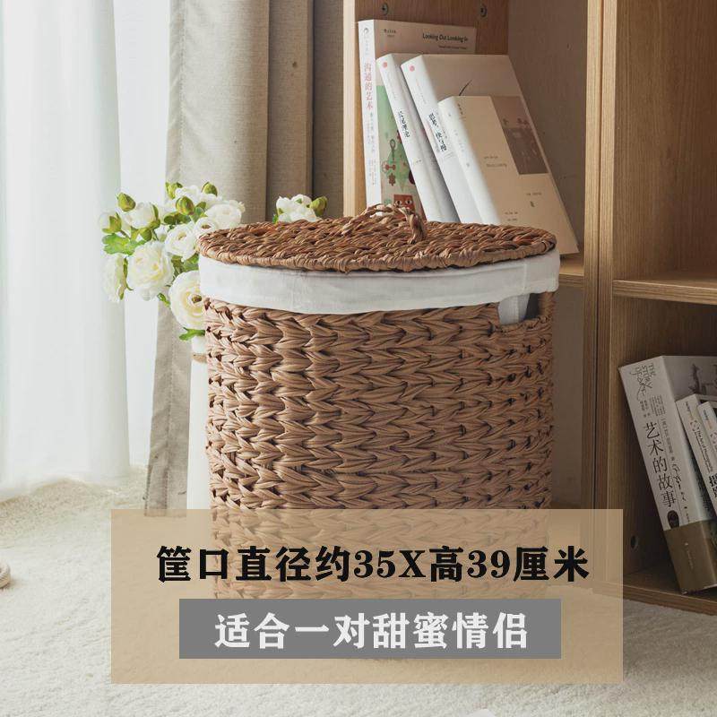1vpr轻奢风欧式藤编脏衣篮带盖子布衬手草衣物收纳筐仿水仙编