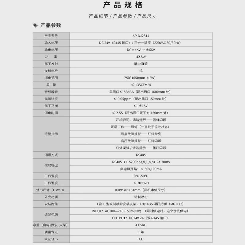 安平ap-dj2814智能离子/联网型屏显控制风机静电消除器