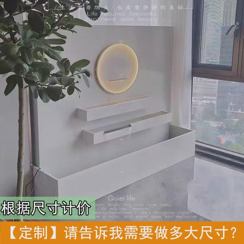 鱼池石材水幕墙流水墙喷泉鱼缸别墅庭院酒店阳台造景假山大气装饰
