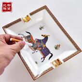 骨瓷大号方形烟灰缸时尚 商务陶瓷大马烟缸厂家批发