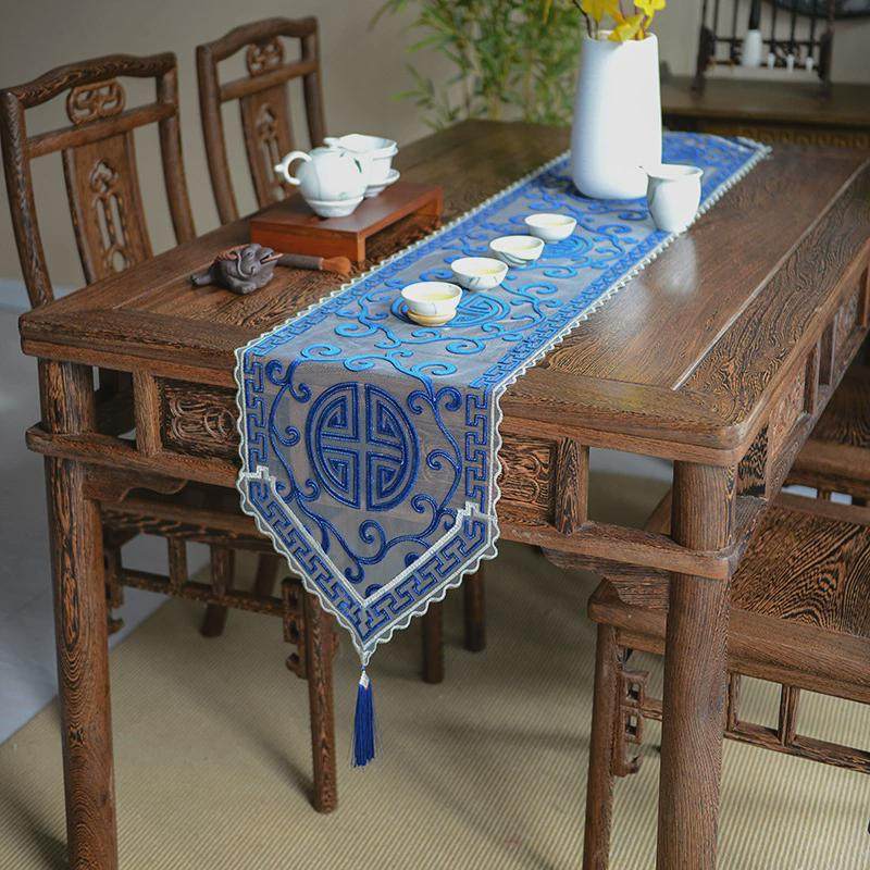 桌旗中式新中式桌布茶旗茶几旗绒布刺绣长条禅意茶台布蕾丝桌旗布,居家布艺,桌旗,淘宝优惠券,粉丝福利购,淘宝优惠卷