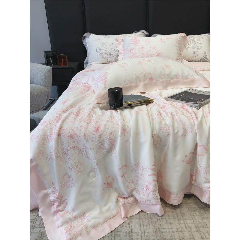 夏季lf级100支轻奢唯美天丝夏凉被亲肤丝滑凉感空调被夏被四件套