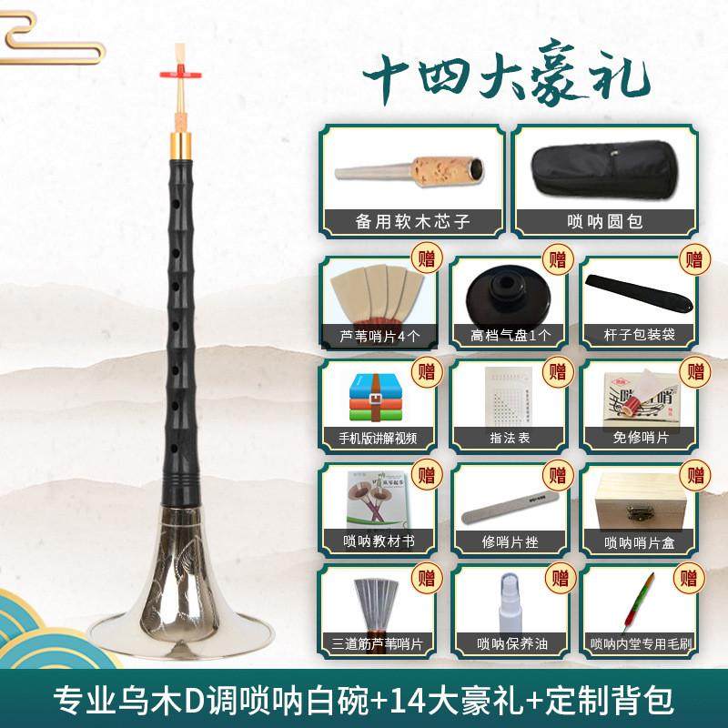 宏艺凤鸣专业镜面堂乌木唢呐d调精品初学者唢呐乐器全套专业演d调