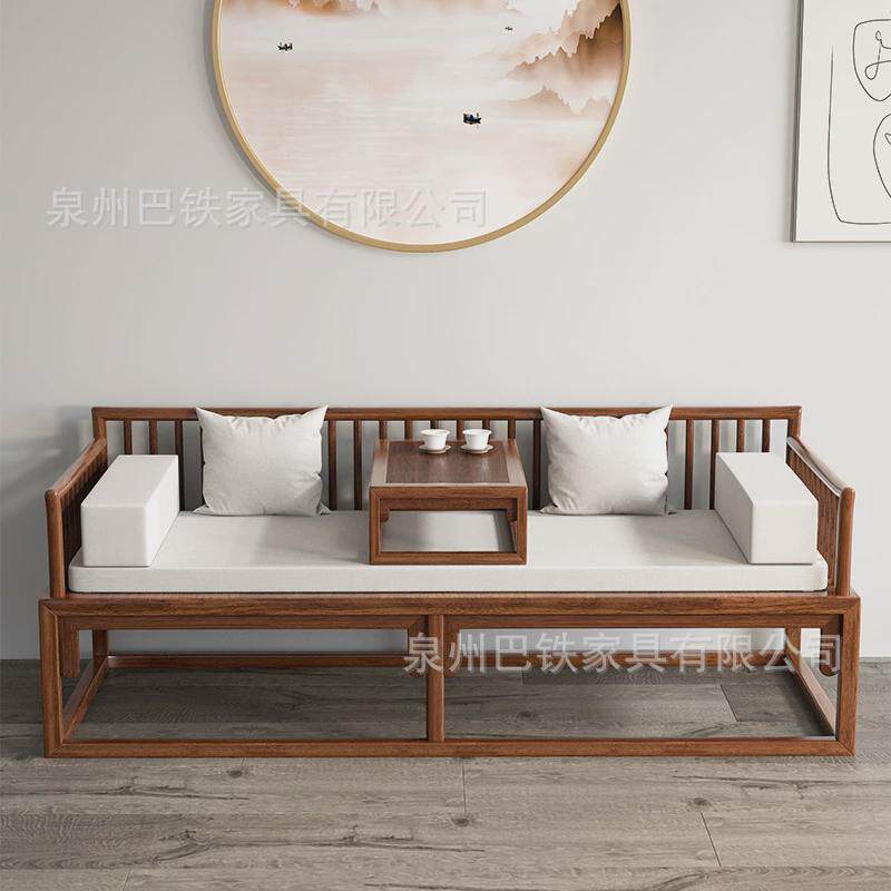 实木罗汉床新中式多功能中式沙发茶室禅意贵妃榻简约美人榻三件套