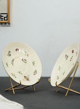 黄铜支架盘子架装饰展示架轻奢托架卡片收纳架艺术品金属摆件底座