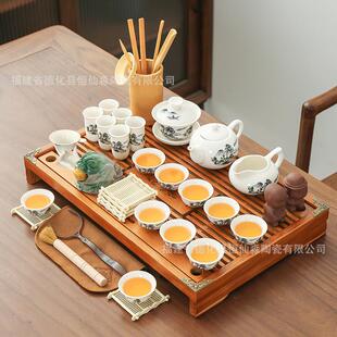 全自动功夫茶具套装家用简约现代实木茶盘茶台整套茶具海紫砂喝茶