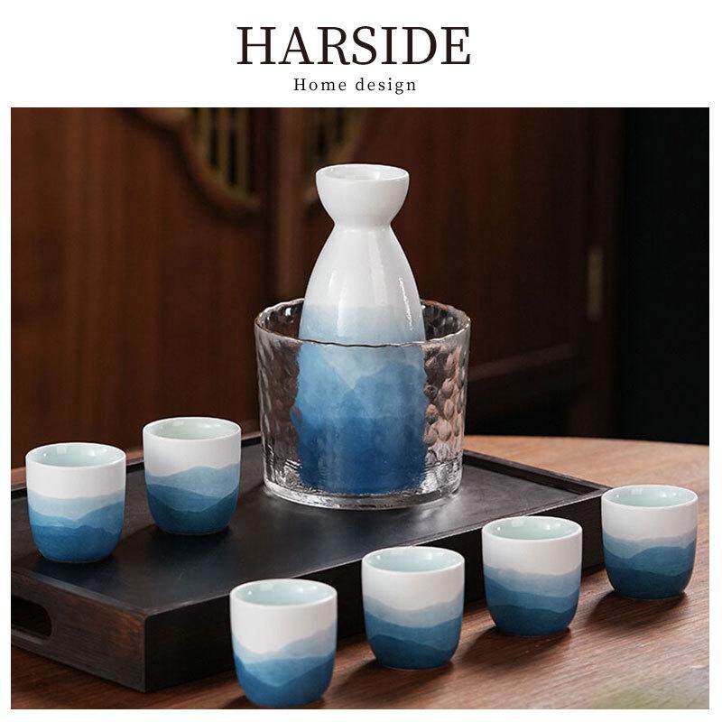 HARSIDE 高档陶瓷酒具套装国风中式白酒壶家用装酒杯子温酒器组合