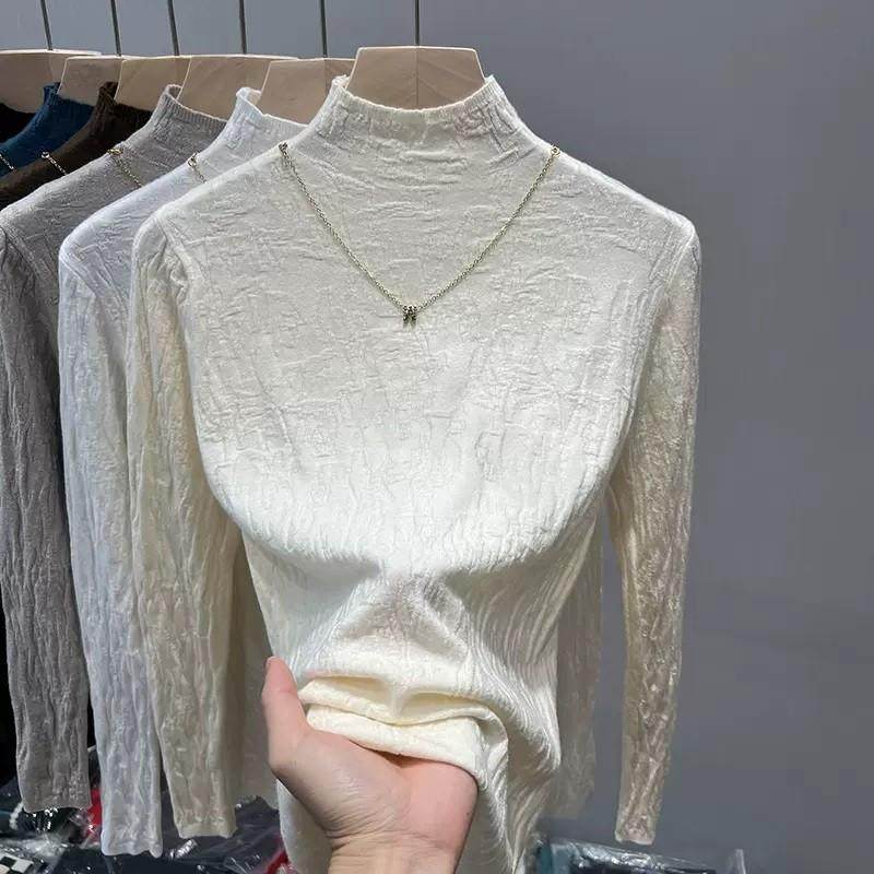 半高领衫打底衫中领女春秋冬季肌理提花内搭长袖毛衣,女装/女士精品,毛针织衫,淘宝优惠券,粉丝福利购,淘宝优惠卷