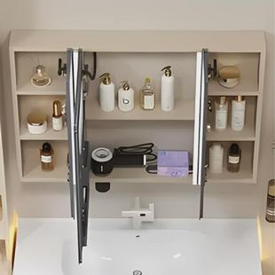 浴室智能美妆镜柜多角度挂壁式大弯镜子收纳一体镜柜卫生间雾除厂