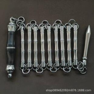 不锈钢九节鞭棱形鞭八棱鞭枣核鞭葫芦鞭表演鞭檀木把麒麟鞭11节鞭