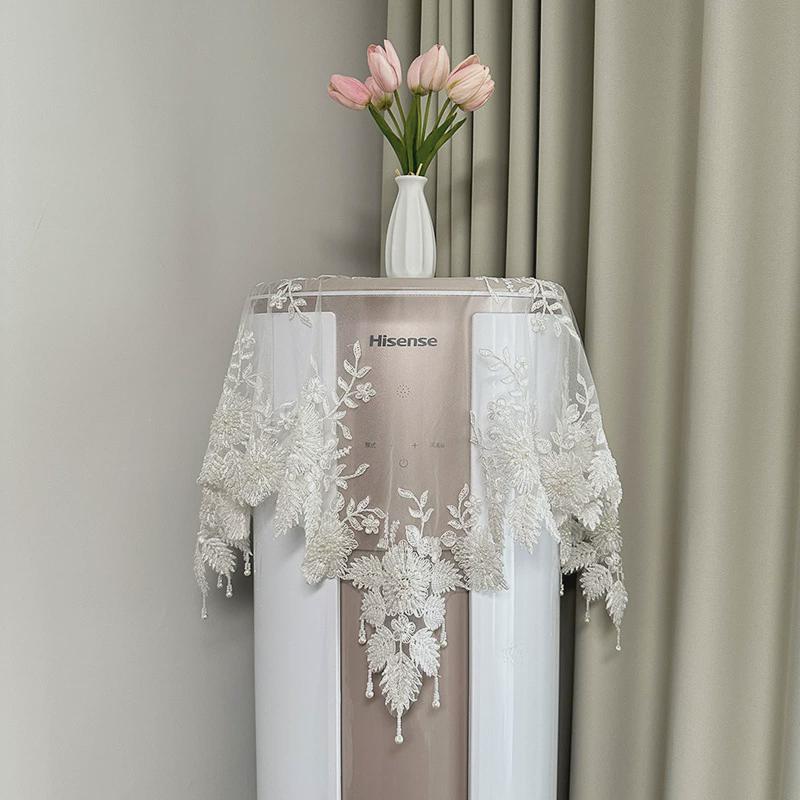 法式蕾丝空调罩圆形开机不取防尘罩手工钉珠电视防尘罩斗柜盖巾布