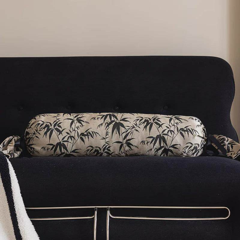 新中式靠垫抱枕客厅沙发中国风圆柱形室内装饰摆件轻奢高级感靠枕