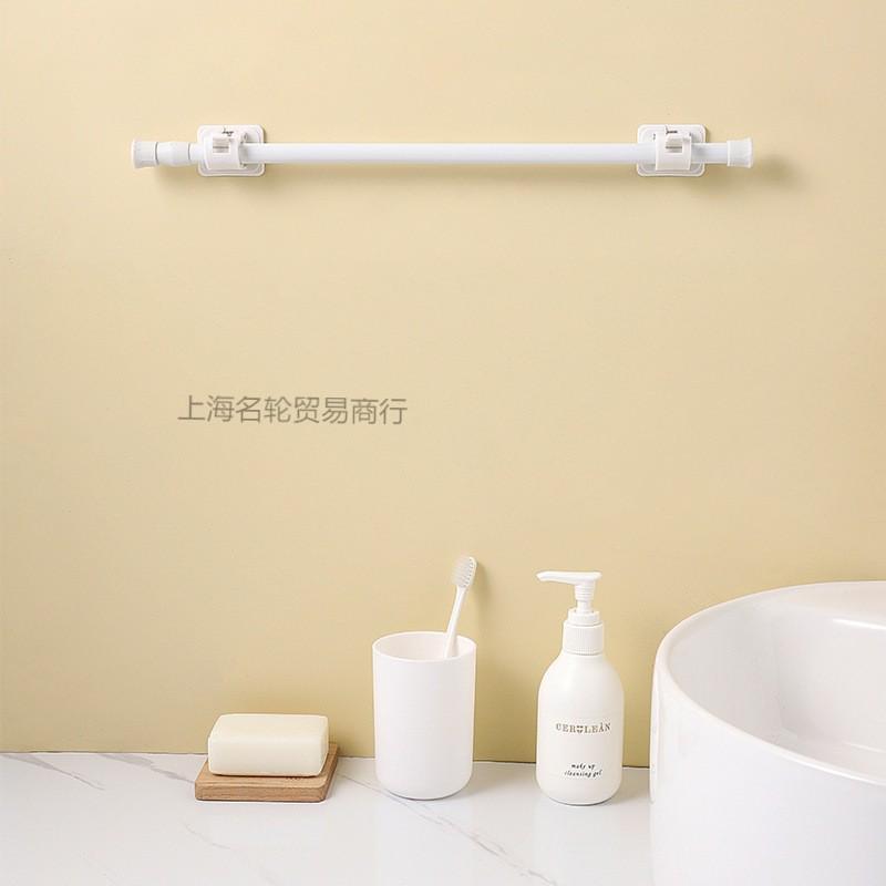 简易伸缩杆免打孔窗帘门帘固定器多功能罗马横杆浴帘杆挂钩支撑架