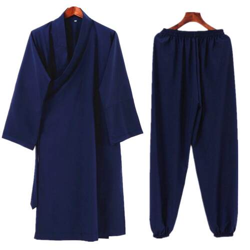 道士服装男古装道袍太极练功服三清领道袍经衣道士日常黑