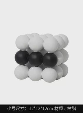 欧式创意树脂白色圆球堆积售楼部摆件样板房正方体卧室书房装饰品