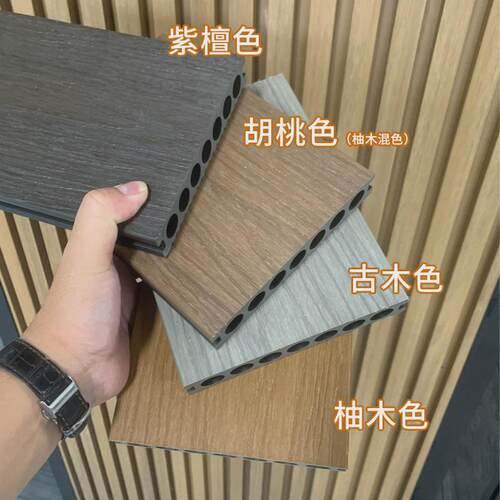 热销庭院批发户外塑木地板室外阳台别墅现货景观平台环保生态圆孔