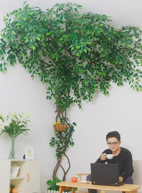 热销仿真树叶室内客厅装饰假叶子树藤榕树叶枫叶墙面墙角仿真藤蔓