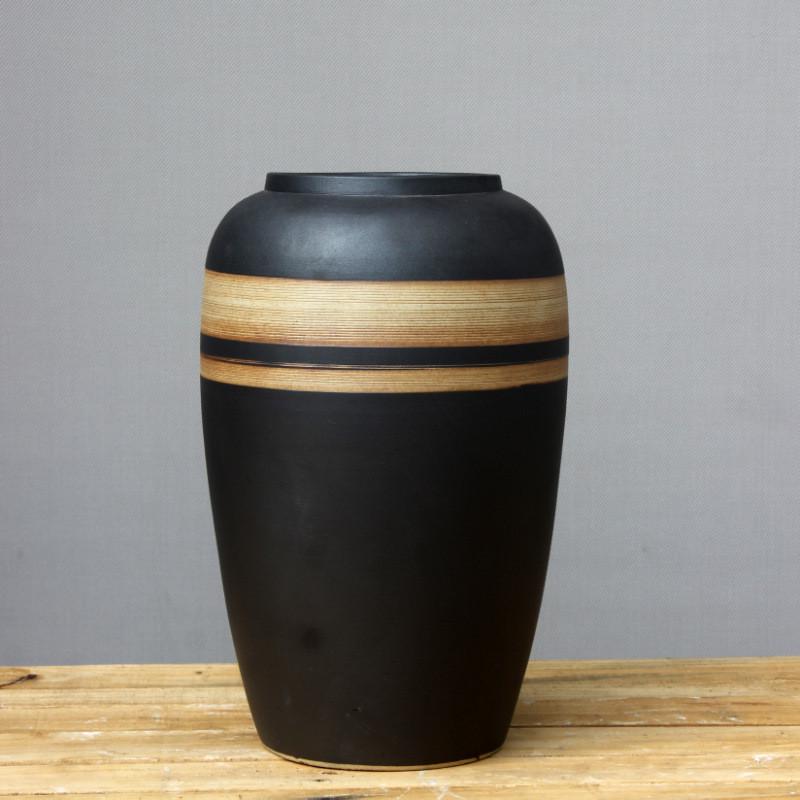 复古陶瓷花瓶手工景德镇怀旧干支陶罐坛子花盆水培鲜插花器工艺品