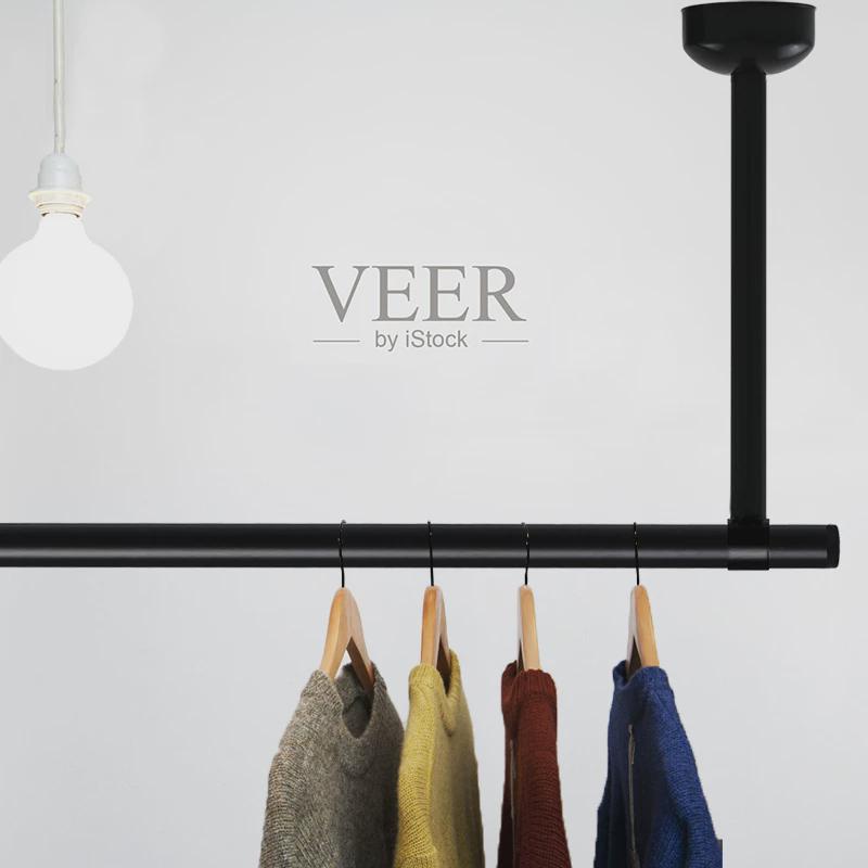 热销vhm7挂阳台不锈钢固定晾衣杆32加粗晒衣架顶装简易批发晒衣杆