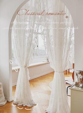 法式浮雕经编洛可可客厅花边帘浪漫欧式窗纱门帘纱阳台复古蕾丝窗