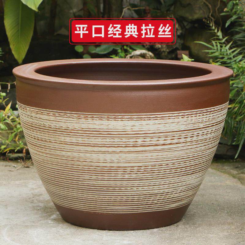 古法生态土陶瓷养金鱼缸荷花睡莲池老旧式大号室户外庭院阳台水缸