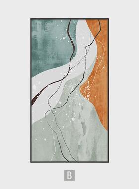 入户玄关装饰画大尺寸竖版抽象画过道大气客厅壁画轻奢走廊橙色画