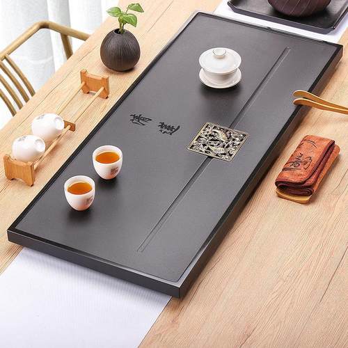 天然乌金石茶盘整块家用简约石头黑金石托盘办公功夫茶具石材茶台