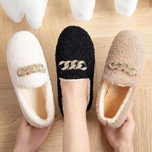 Winter velvet padded fur shoes women's cotton slippers