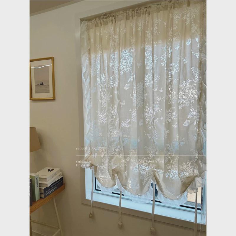 奥地利光影纱法式奶油浪漫透光不透人纱帘提拉帘/气球帘/玫瑰帘