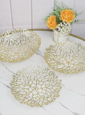 篮客厅茶几仿铜果盘果轻奢摆件现代简约样板房酒店洽谈区装饰品