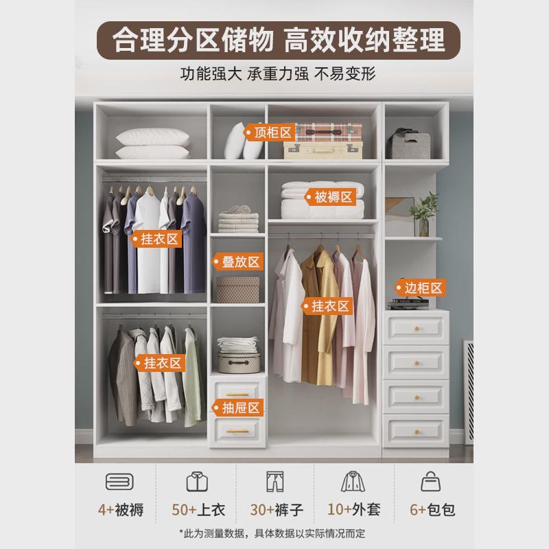 实木对开门衣柜家用卧室梳妆台一体收纳柜出租房用包安装简易新品