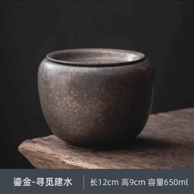 铁锈釉茶渣缸家用陶瓷建水水盂带盖过滤茶洗水盂复古茶桶茶道配件,餐饮具,茶道/零配,淘宝优惠券,粉丝福利购,淘宝优惠卷