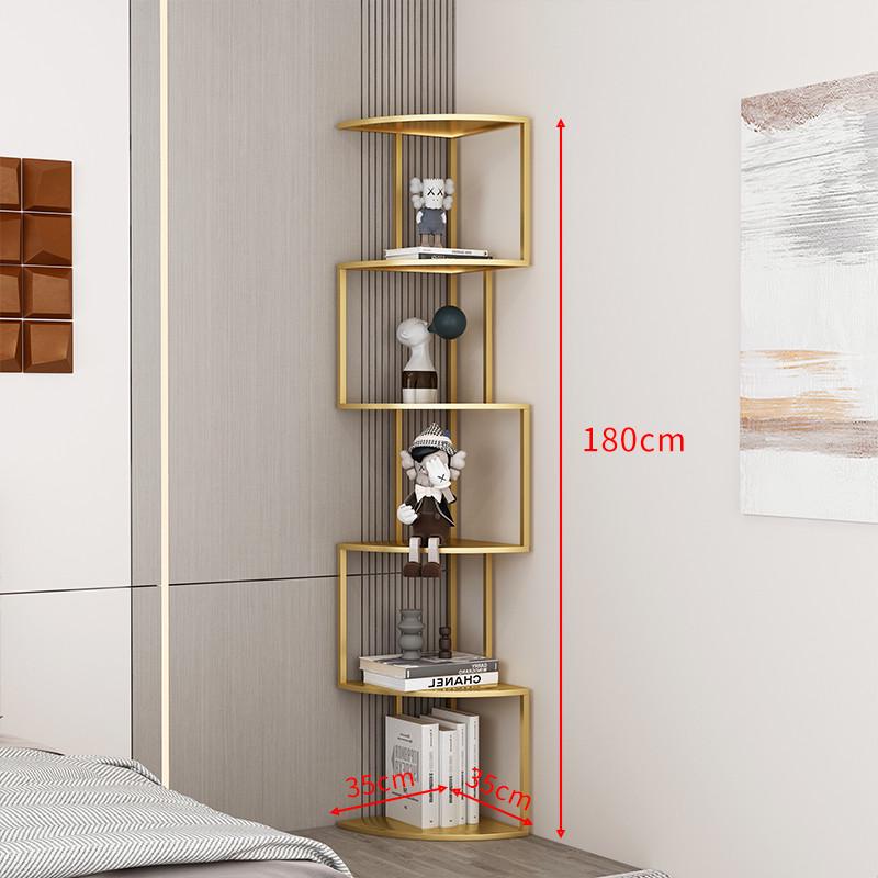 轻奢创意立式转角书架简约家用铁艺置物架落地办公室书柜多层新款