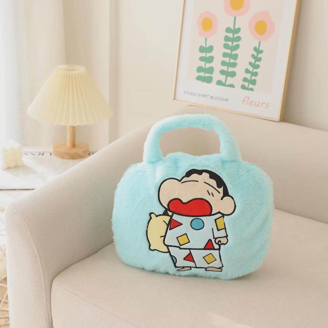 卡通可爱毛绒小新恐龙小手拎毯子包抱枕盖毯毛毯办公室午睡空调被