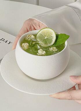 复古磨砂白色陶瓷杯家用精致女下午茶手握茶饮杯拉花拿铁咖啡杯子