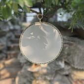 熟绢挂扇单面空白圆形古风工笔画专用手绘仿古典装 饰宋锦包边团扇