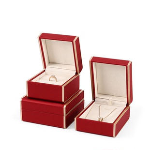 国潮中国风红色小故宫锦布首饰盒戒指吊坠手镯金边收纳盒套装