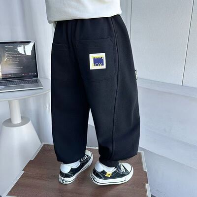 男童春秋款宽松束脚加绒长裤卫裤