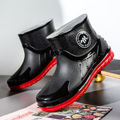 男士 洗车厨房工作厚底胶鞋 中筒防滑防水鞋 外穿钓鱼鞋 短筒时尚 雨鞋